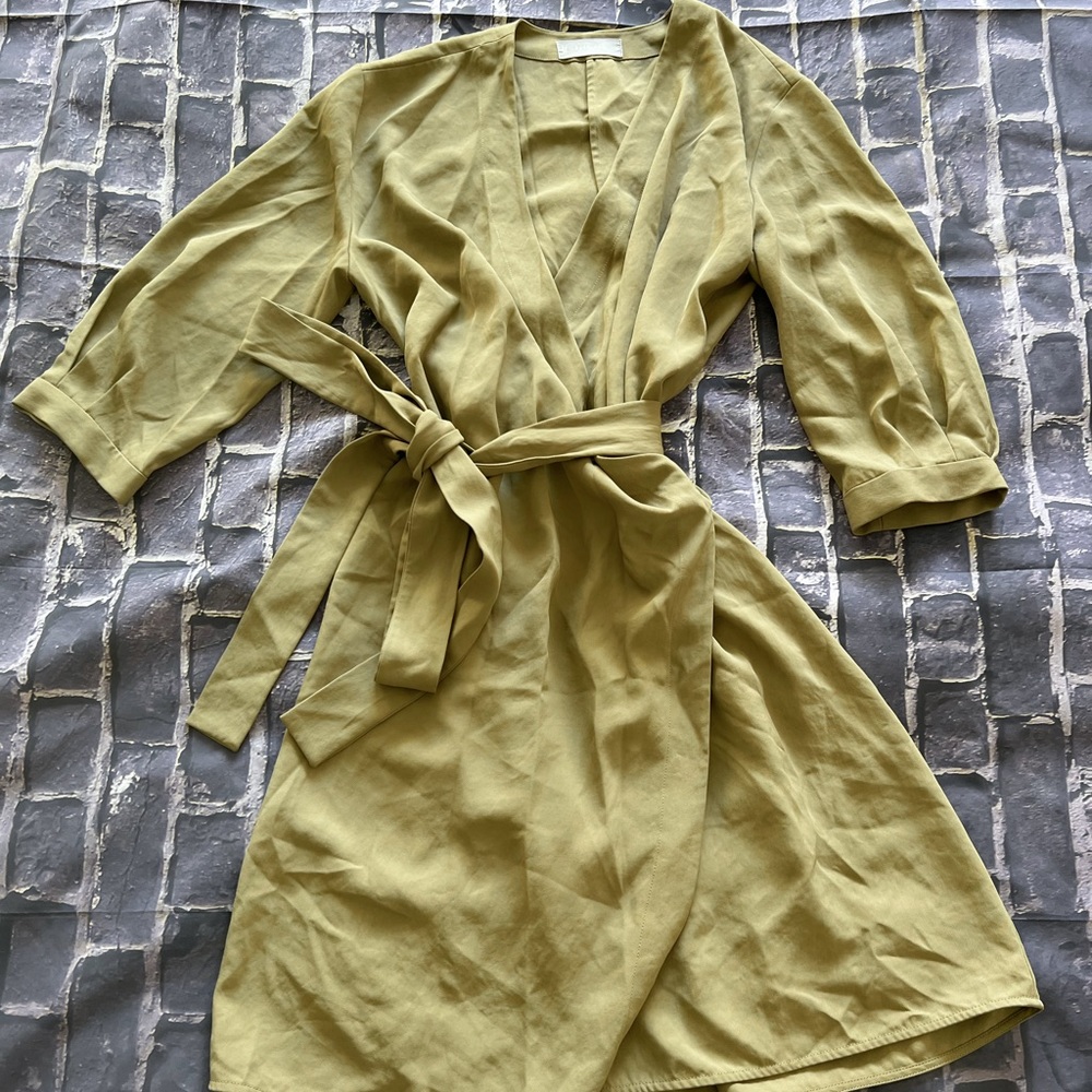 Everlane Wrap Dress in Pea Green - Size 6
